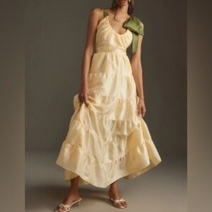 HUTCH Elegant Yellow and Green Women's Dress